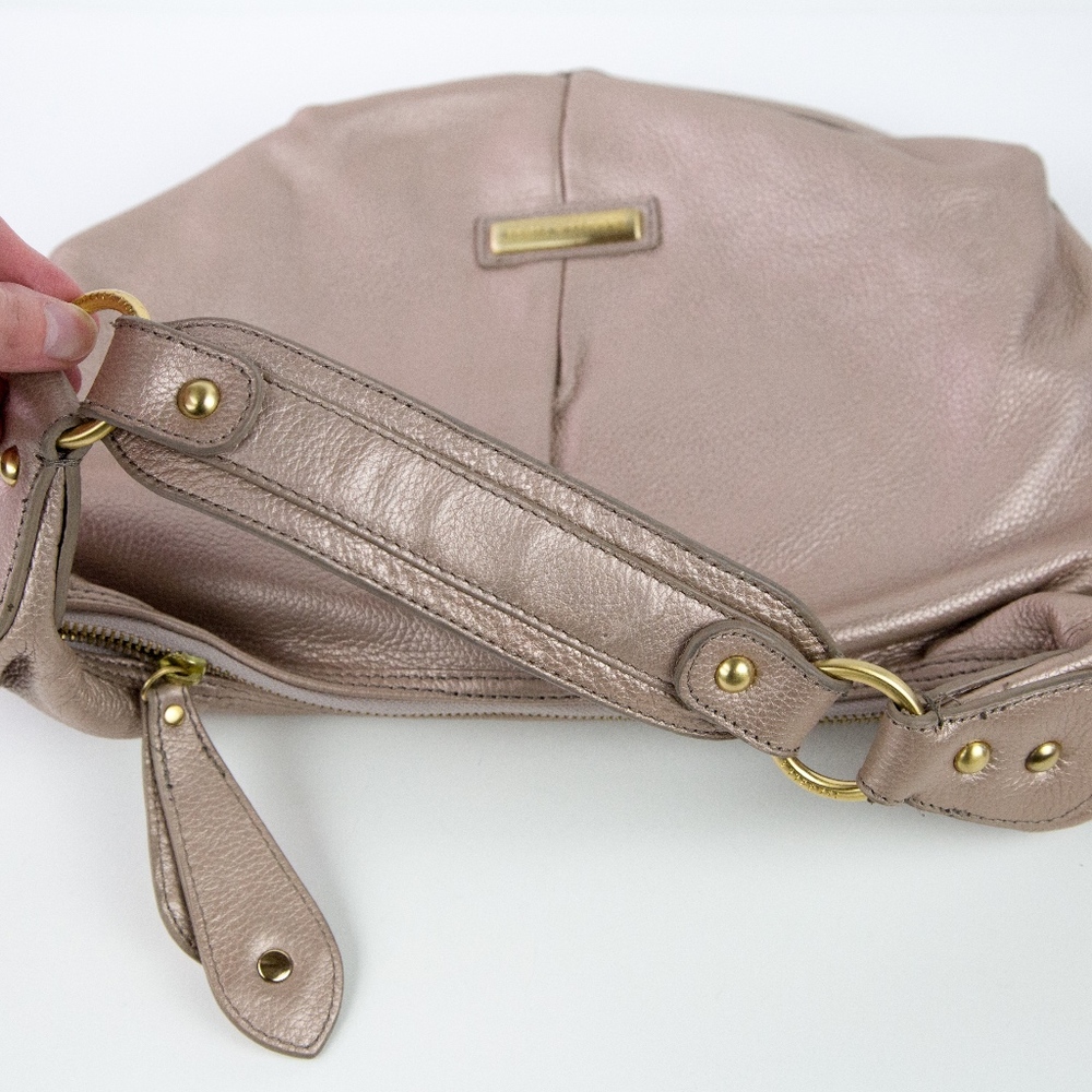 Isabella Fiore Pewter Gold Studded Hobo Handbag - Picture 4 of 6